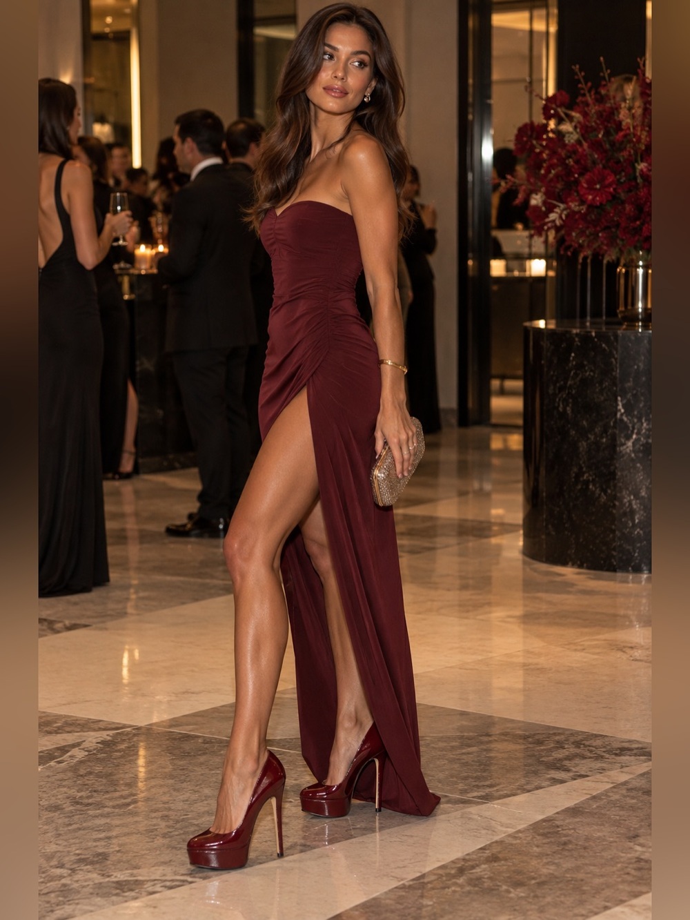 Casadei | Patent-Leather Platform Pump | Color is Wine